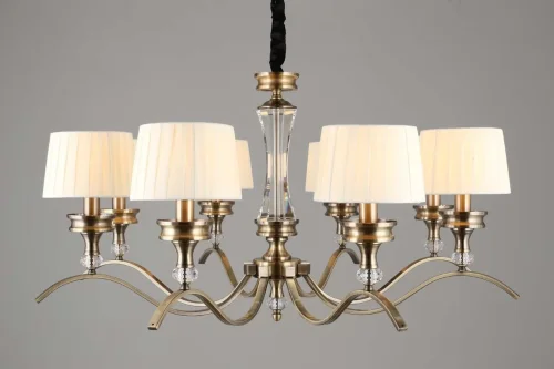 Люстра подвесная Arosio OML-88413-08 Omnilux бежевая на 8 ламп, основание бронзовое в стиле классический  фото 2