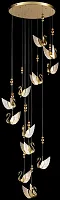 Люстра подвесная LED с пультом Letizia WE466.12.306 Wertmark золотая на 12 ламп, основание золотое в стиле модерн каскад птички с пультом