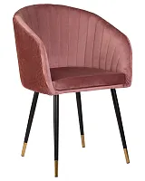 Стул обеденный 7305-LM MARY, цвет сиденья бронзово-розовый (1922-17), цвет основания черный Dobrin, розовый/велюр, ножки/металл/чёрный, размеры - ****510*510