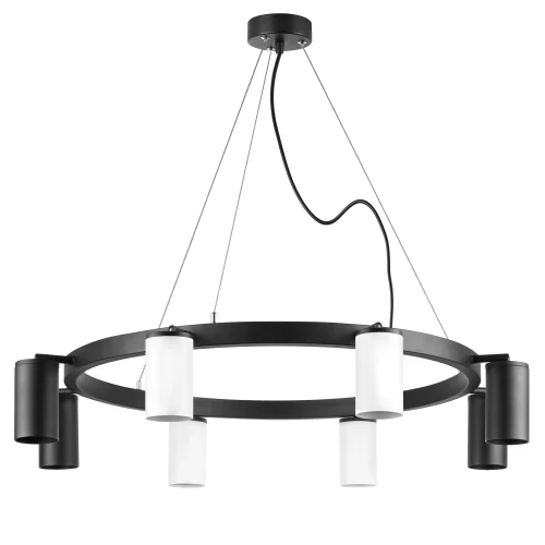 Люстра подвесная Rullo LR018364374 Lightstar чёрная белая на 8 ламп, основание чёрное в стиле хай-тек 