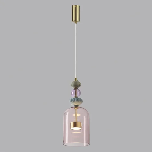 Светильник подвесной LED Palleta 5045/12L Odeon Light розовый 1 лампа, основание античное бронза в стиле современный  фото 4