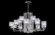 Люстра подвесная NICOLAS SP-PL10+5 NICKEL/WHITE Crystal Lux прозрачная на 15 ламп, основание никель в стиле модерн 
