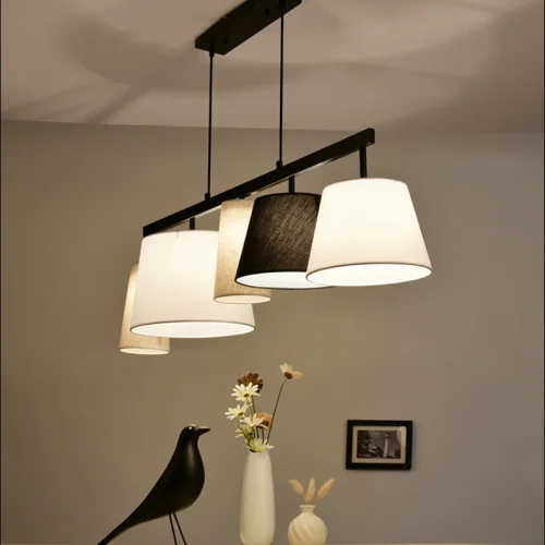 Светильник подвесной Parecchi Black L117 Square section 102006-26 ImperiumLoft белый бежевый на 5 ламп, основание чёрное в стиле современный фото 9