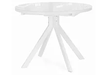 Стеклянный стол Веллор 100(135)х100х78 белый 502176 Woodville столешница белая из стекло