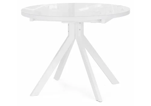 Стеклянный стол Веллор 100(135)х100х78 белый 502176 Woodville столешница белая из стекло
