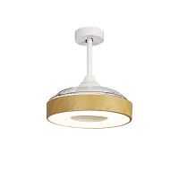 Люстра с вентилятором LED с пультом Coin 8220 Mantra белая коричневая на 1 лампа, основание белое в стиле современный хай-тек с пультом