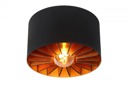 Светильник потолочный Zidane 77185/30/30 Lucide матовый золото чёрный 1 лампа, основание чёрное в стиле современный 