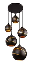 Светильник подвесной Lommy 54005-5H Globo чёрный 5 ламп, основание чёрное в стиле современный каскад шар