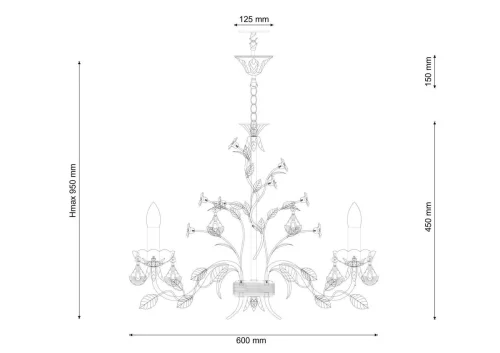Люстра подвесная Fiori di rose 1770.6 Lucia Tucci без плафона на 6 ламп, основание зелёное золотое в стиле прованс флористика фото 2