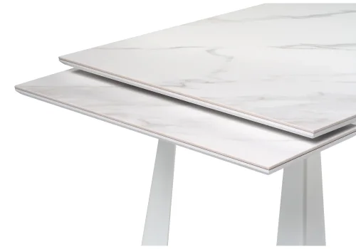 Керамический стол Бэйнбрук 140х80х76 белый мрамор / белый 530826 Woodville столешница белая из керамика фото 5
