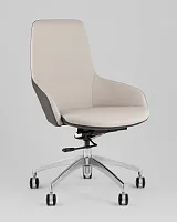 Кресло офисное TopChairs Soulo, бежевый, серый УТ000039420 Stool Group, бежевый/экокожа, ножки/металл/хром, размеры - *1005****