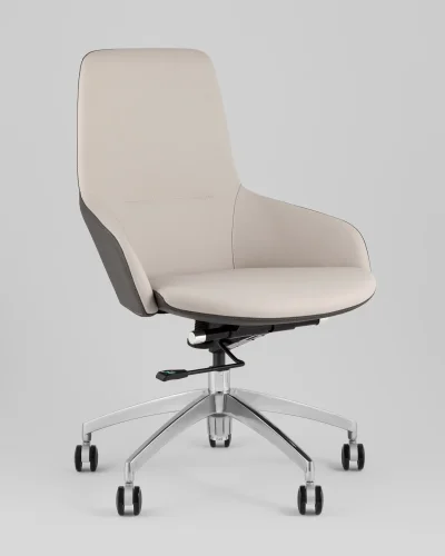 Кресло офисное TopChairs Soulo, бежевый, серый УТ000039420 Stool Group, бежевый/экокожа, ножки/металл/хром, размеры - *1005****