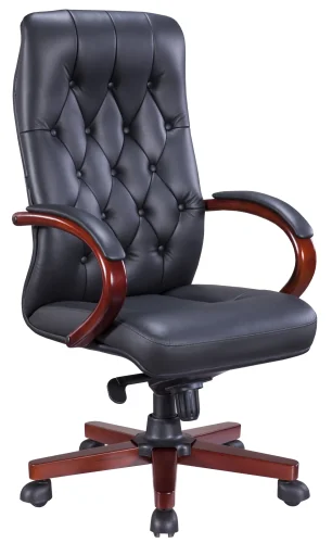 Кресло руководителя руководителя Monaco Wood Экокожа Черный EP-082 W PU Black Everprof, чёрный/экокожа, ножки//, размеры - 1180*1245***700*