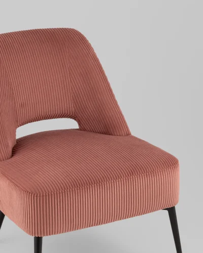 Кресло лаунж Бостон велюр рельефный коралловый УТ000039983 Stool Group, розовый/велюр, ножки/металл/чёрный, размеры - **600**730*мм фото 6
