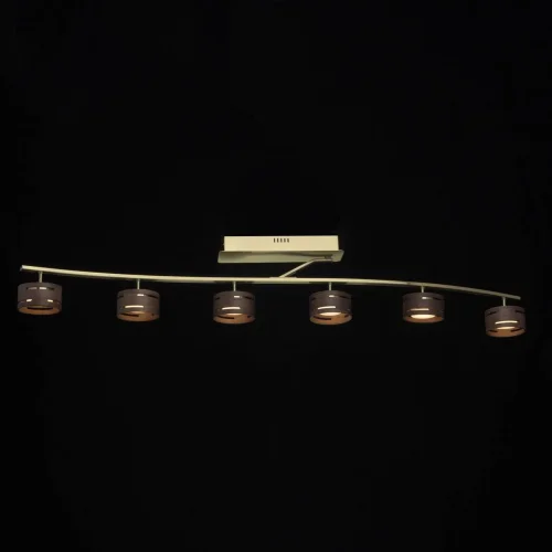 Светильник потолочный LED Чил-аут 725011006 DeMarkt коричневый 6 ламп, основание золотое в стиле хай-тек  фото 2