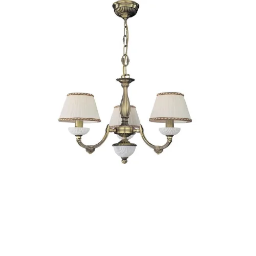 Люстра подвесная  L 5400/3 Reccagni Angelo бежевая белая на 3 лампы, основание античное бронза в стиле классический 