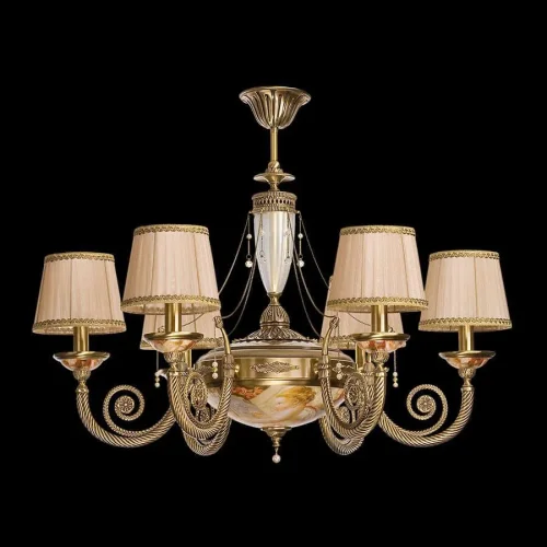 Люстра подвесная Bibione Abazur BIB-ZW-6(P/A)A Kutek бежевая на 8 ламп, основание бронзовое в стиле классический фото 2