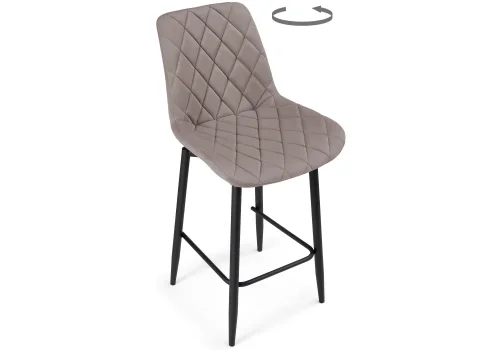 Полубарный стул Баодин К Б/К крутящийся латте / черный 520610 Woodville, бежевый/велюр, ножки/металл/чёрный, размеры - ****500*580