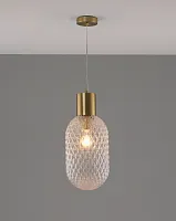 Светильник подвесной Sunset V10918-P Moderli прозрачный 1 лампа, основание золотое в стиле модерн выдувное