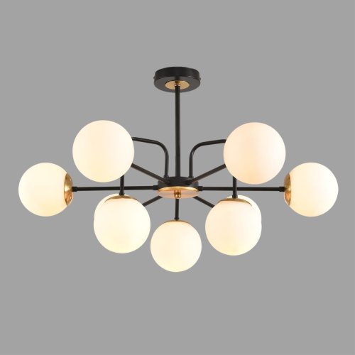 Люстра потолочная Elrona 8375/9C Lumion белая на 9 ламп, основание чёрное в стиле современный шар фото 5