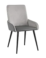 Стул Мюнхен экокожа серая велюр серый УТ000035940 Stool Group, серый/экокожа, ножки/металл/чёрный, размеры - ****530*580
