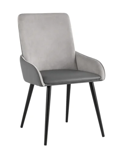Стул Мюнхен экокожа серая велюр серый УТ000035940 Stool Group, серый/экокожа, ножки/металл/чёрный, размеры - ****530*580