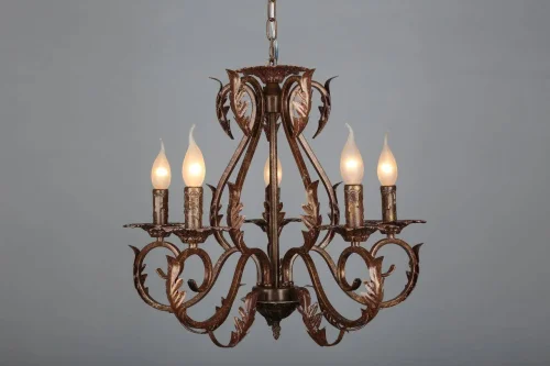 Люстра подвесная Pistoia OML-78203-05 Omnilux без плафона на 5 ламп, основание коричневое в стиле классический  фото 2