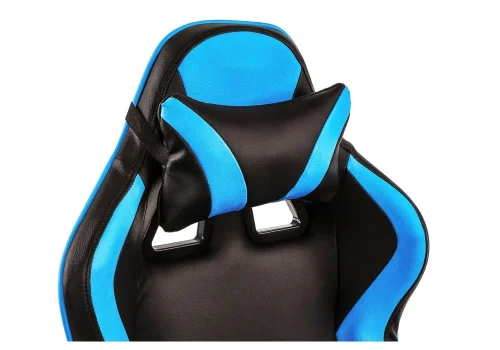 Кресло игровое Racer черное / голубое 1856 Woodville, голубой/искусственная кожа, ножки/металл/чёрный, размеры - *1280***700*570 фото 7