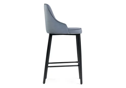 Полубарный стул Атани серо-синий / черный 528458 Woodville, серый/велюр, ножки/металл/чёрный, размеры - ****480*440 фото 3