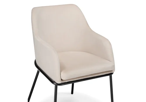 Кресло Охаши кремовый / черный глянец 610745 Woodville, кремовый/велюр, ножки/металл/чёрный, размеры - ****480*460мм фото 6