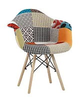 Кресло EAMES пэчворк УТ000002114 Stool Group, разноцветный/ткань, ножки/дерево/коричневый, размеры - ****640*620