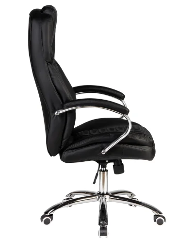 Офисное кресло для руководителей 114B-LMR CHESTER, цвет чёрный Dobrin, чёрный/экокожа, ножки/металл/хром, размеры - 1180*1250***680*730 фото 3