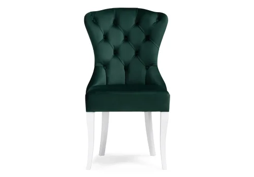 Деревянный стул Милано 1 зеленый / белый 474339 Woodville, зелёный/велюр, ножки/дерево/белый, размеры - ****510*590 фото 3