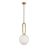 Светильник подвесной 0779PLB-1AB Milosh Tendence белый на 1 лампу, основание бронзовое в стиле современный шар Светильник подвесной 0779PLB-1AB Milosh Tendence белый на 1 лампу, основание бронзовое в стиле современный шар