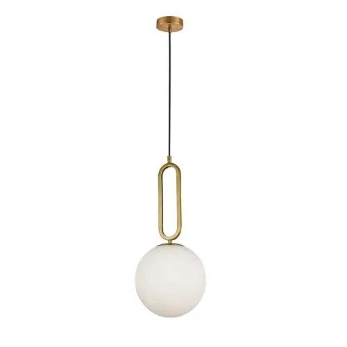 Светильник подвесной 0779PLB-1AB Milosh Tendence белый на 1 лампу, основание бронзовое в стиле современный шар Светильник подвесной 0779PLB-1AB Milosh Tendence белый на 1 лампу, основание бронзовое в стиле современный шар