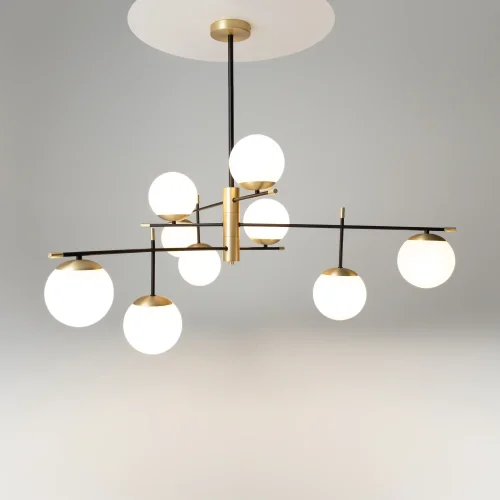 Люстра на штанге Nostalgia MOD048PL-09G Maytoni белая на 9 ламп, основание матовое золото в стиле современный шар фото 9 Люстра на штанге Nostalgia MOD048PL-09G Maytoni белая на 9 ламп, основание матовое золото в стиле современный шар фото 9