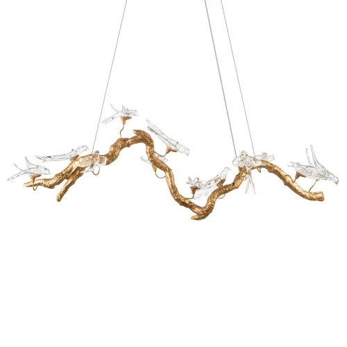 Люстра подвесная LED Voa 10378/1500P LOFT IT прозрачная на 12 ламп, основание античное бронза в стиле современный флористика арт-деко линейный птички ветви фото 5