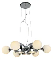Светильник подвесной Boategga LDP 081018-9 Lumina Deco хром белый 9 ламп, основание хром в стиле современный шар