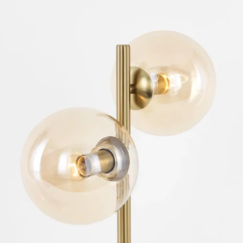 Настольная лампа Лорен CL146823 Citilux янтарная 2 лампы, основание бронзовое металл в стиле современный молекула шар фото 5