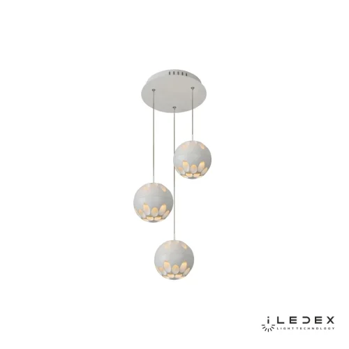 Светильник подвесной LED Mob P1009-3 WH iLedex белый на 1 лампу, основание белое в стиле современный хай-тек каскад шар фото 3