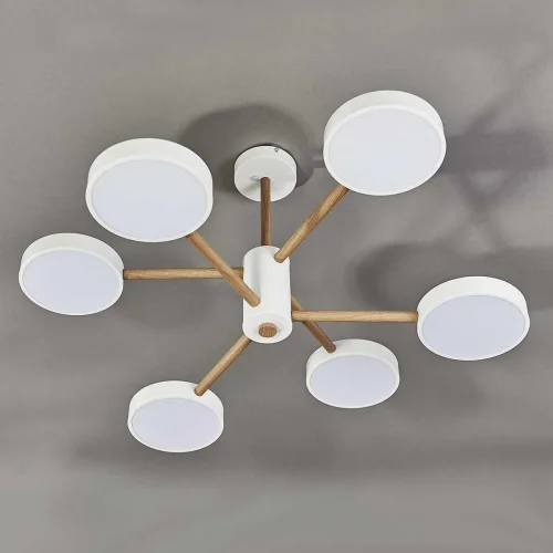 Люстра потолочная LED с пультом Astrid 10236/6LED Escada белая на 1 лампу, основание белое бежевое в стиле скандинавский с пультом фото 2