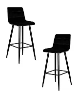 Стул барный набор 2 шт. SET-2 8078-LML NICOLE, цвет сиденья черный велюр (108-77), черные матовые ножки Dobrin, /велюр, ножки/металл/чёрный, размеры - *1050***430*520
