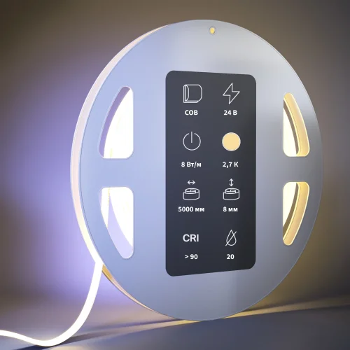 Светодиодная лента 24В COB 8Вт/м 2700К 5м IP 20 201070 Maytoni цвет LED тёплый белый 2700K, световой поток Lm фото 2