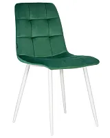 Стул обеденный 005 DOBRIN CHILLY, цвет сидения Темно-зеленый Holland 30, цвет основания белый Dobrin, зелёный/велюр, ножки/металл/белый, размеры - ****460*550