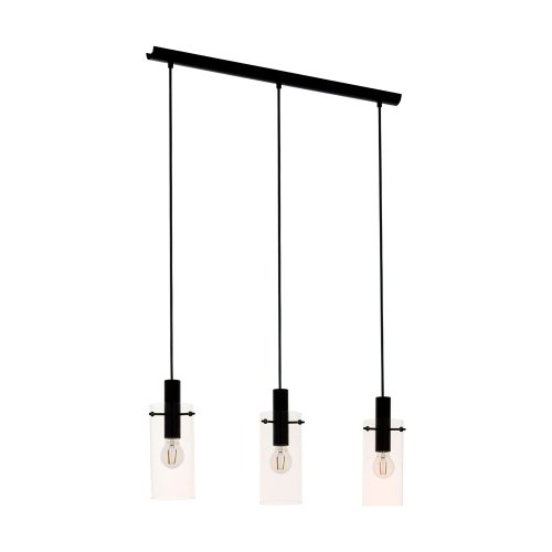 Светильник подвесной Montefino 97367 Eglo прозрачный 3 лампы, основание чёрное в стиле современный 