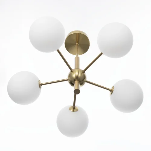 Люстра на штанге Tonga CL212153 Citilux белая на 5 ламп, основание бронзовое в стиле современный молекула шар фото 5
