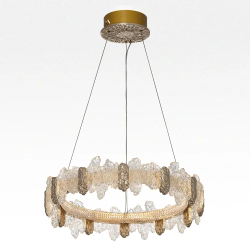 Люстра подвесная LED с пультом Lava CL250162 Citilux прозрачная янтарная на 1 лампу, основание золотое в стиле современный кольца с пультом фото 2 Люстра подвесная LED с пультом Lava CL250162 Citilux прозрачная янтарная на 1 лампу, основание золотое в стиле современный кольца с пультом фото 2