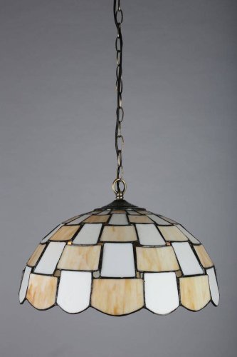 Люстра подвесная Shanklin OML-80103-03 Omnilux бежевая на 3 лампы, основание бронзовое в стиле тиффани орнамент фото 2