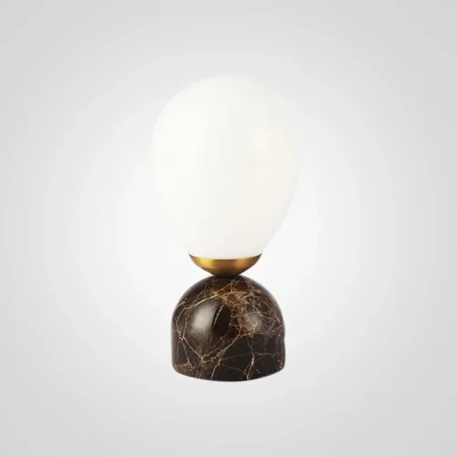 Настольная лампа Marble Fire balloon mini 85642-22 ImperiumLoft белая на 1 лампу, основание коричневое мрамор металл в стиле современный 