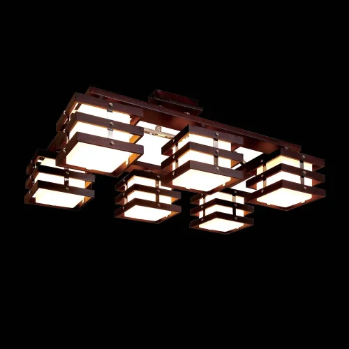 Люстра потолочная Киото CL133161 Citilux венге коричневая белая на 6 ламп, основание серое хром коричневое в стиле современный  фото 2